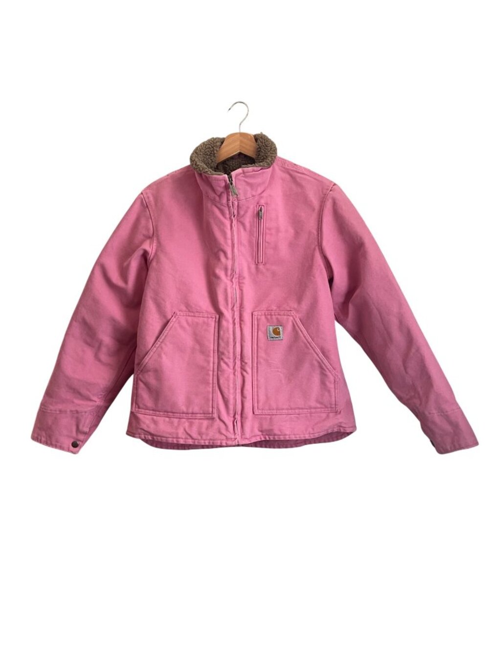 Vintage Carhartt Womens Sherpa Lined Duck Jacket Size S Pink WJ022 PKR Workwear